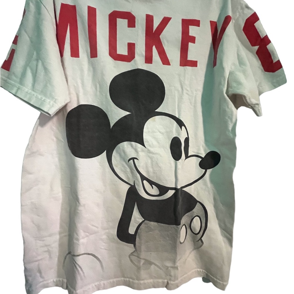 DISNEY MICKEY MOUSE SPORTS TEE JERSEY LOOK TOP SOCCER SHIRT SMALL SOME SPOTS